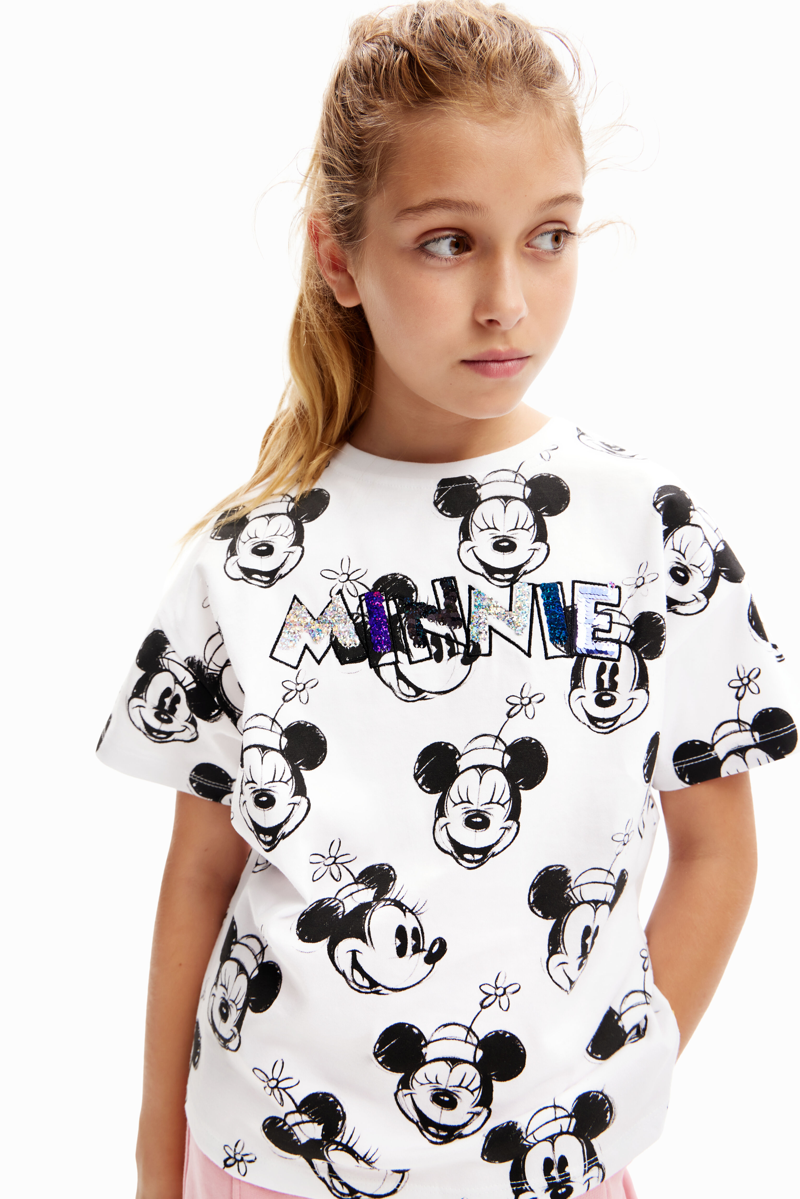 Maglietta paillettes reversibili Minnie Mouse da bambina I