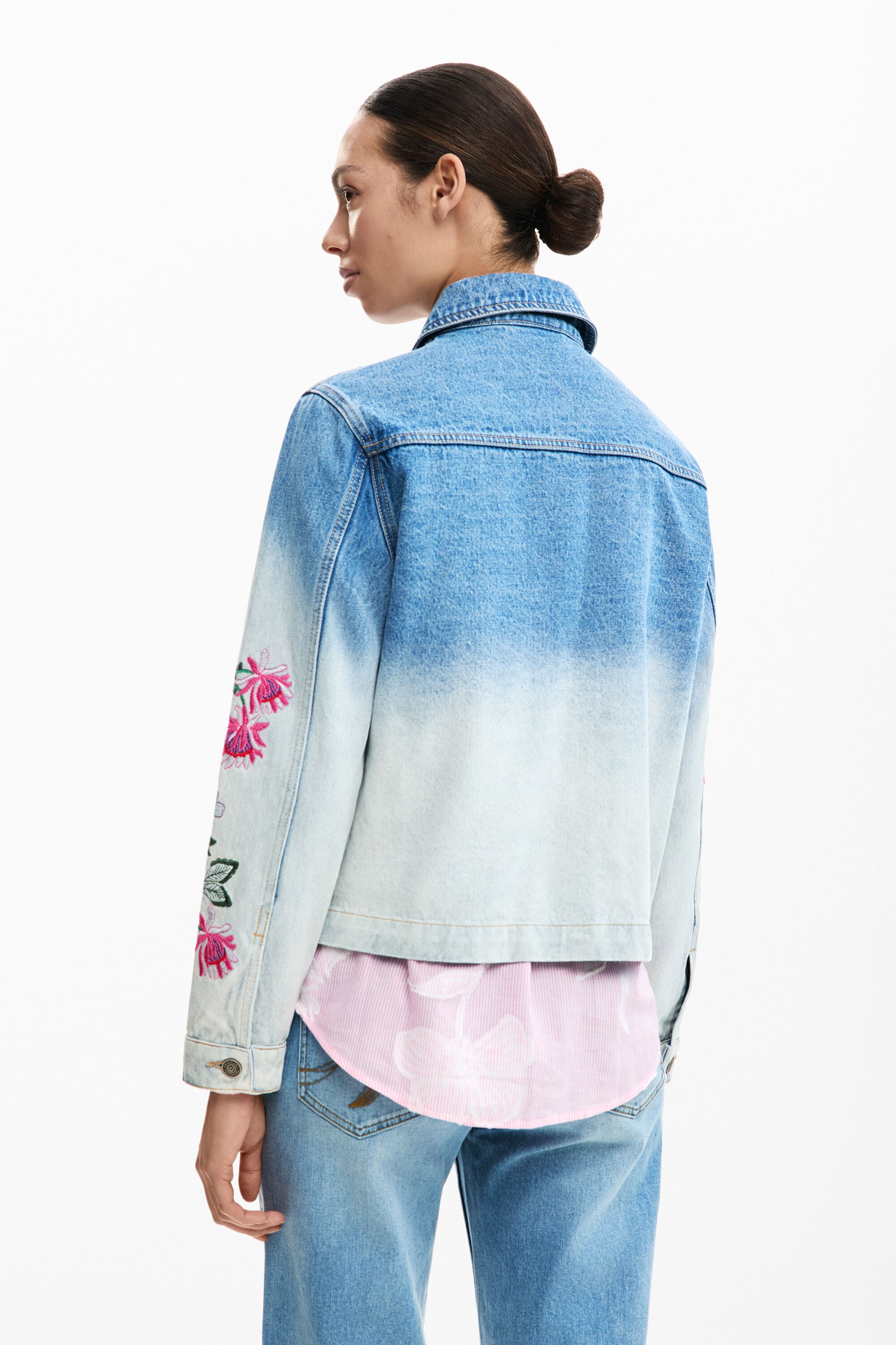 Denim jacket flowers blue Women's I Desigual.com