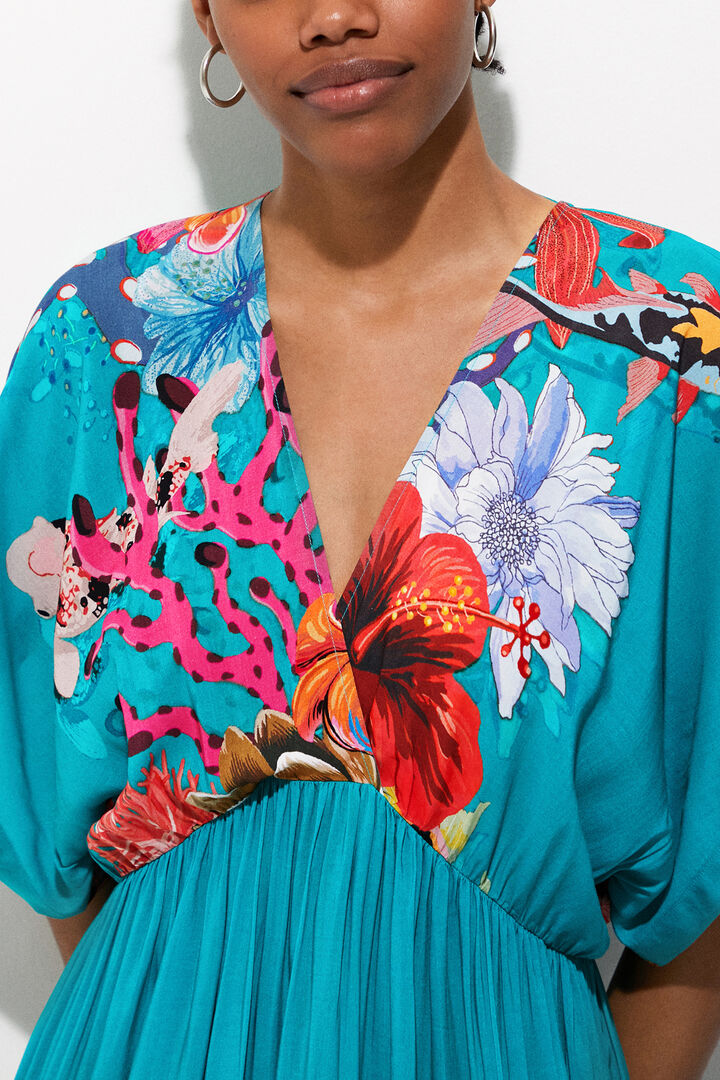Maxi vestido corales sostenible | Desigual