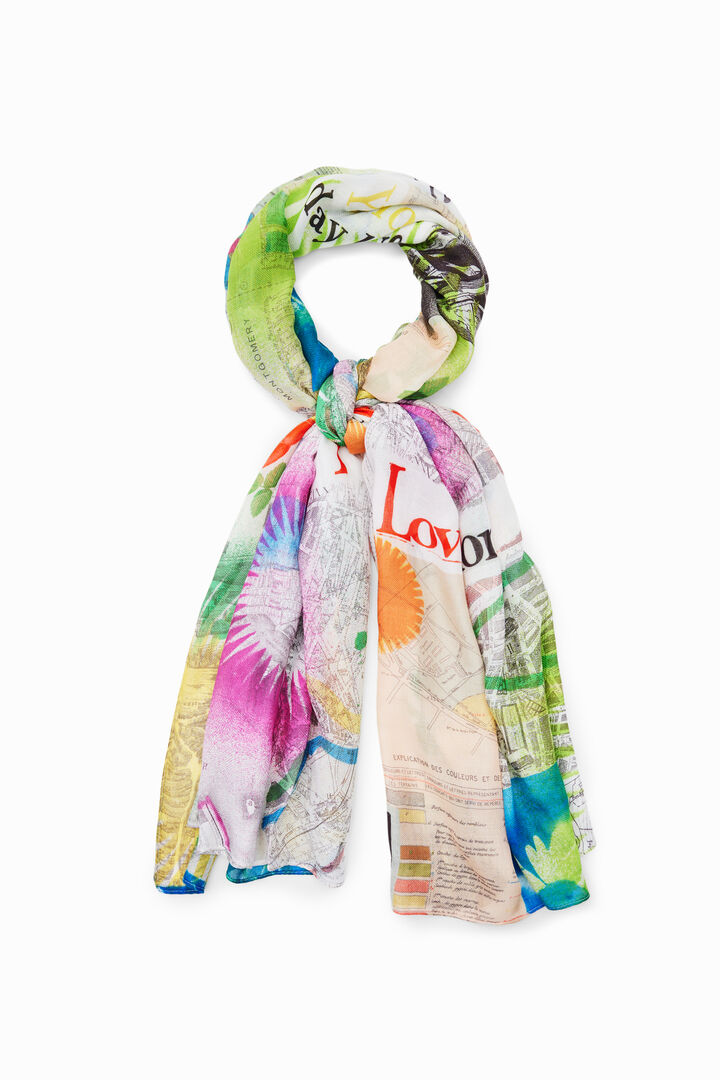 Foulard rectangular mapas collage