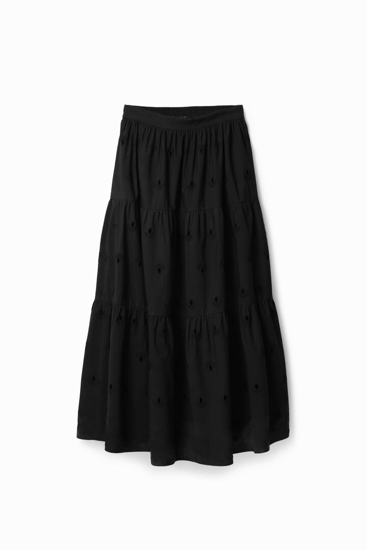 Swiss embroidery midi skirt | Desigual
