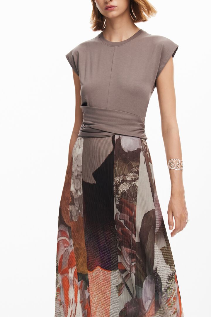 Vestido midi h&iacute;brido flores | Desigual