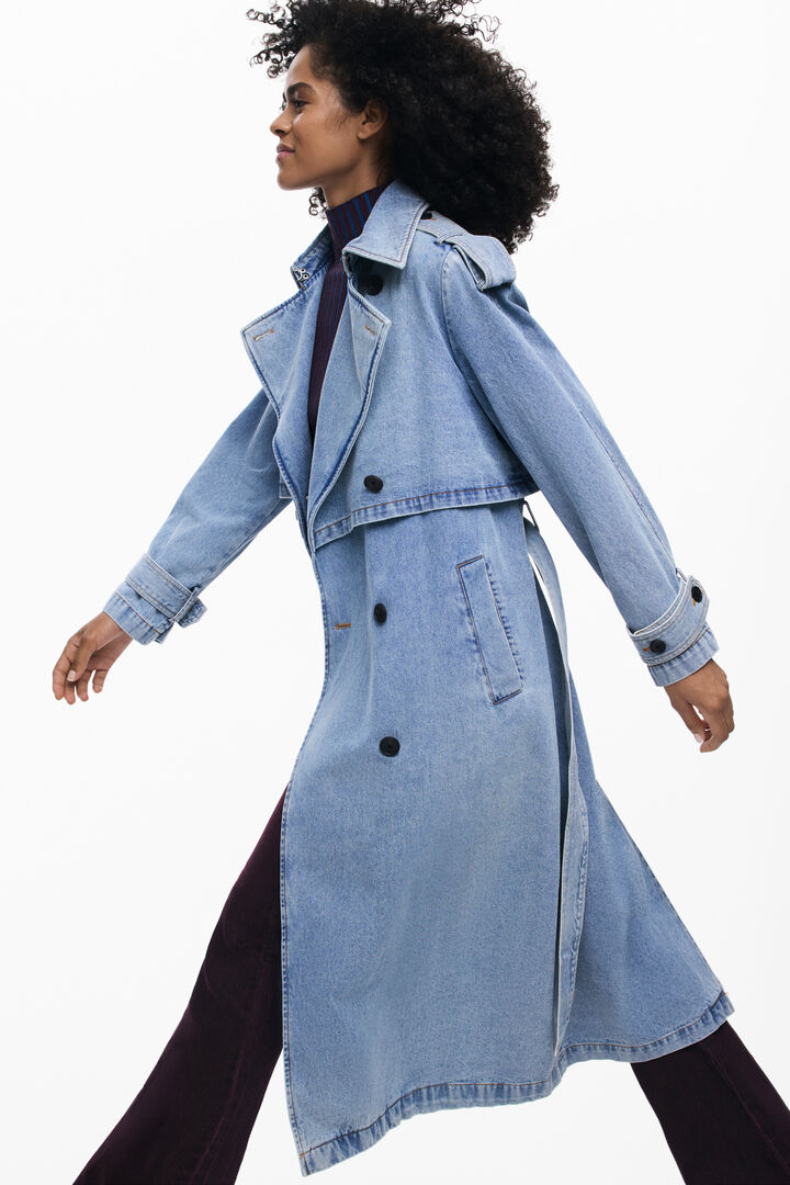 Denim trench coat with belt | Desigual