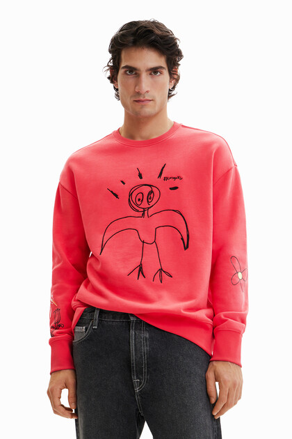 Embroidered bird sweatshirt