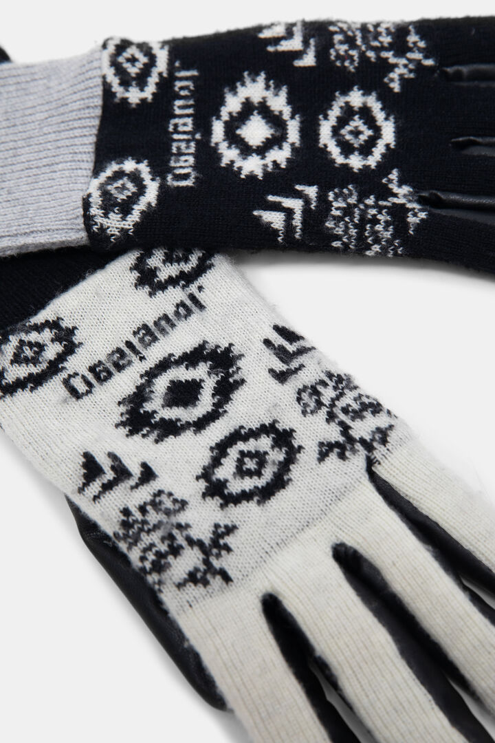 Mix synthetic leather and tricot gloves | Desigual