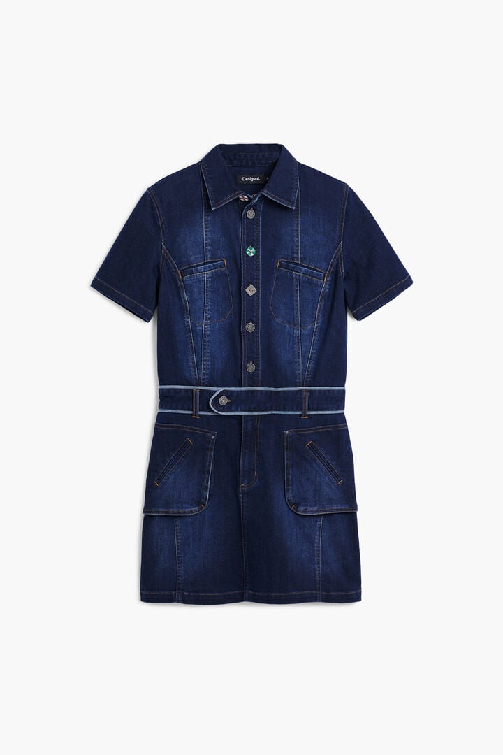 SHORT DENIM DRESS WITH BELT