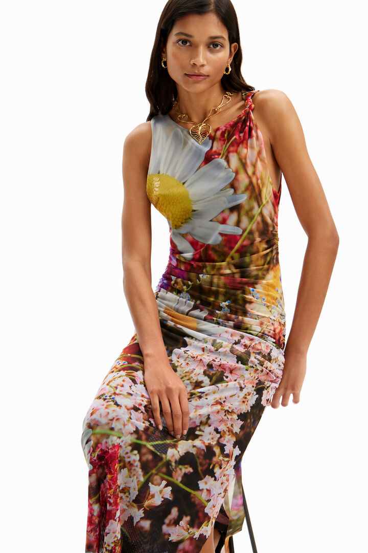 Vestido midi fotografía floral | Desigual