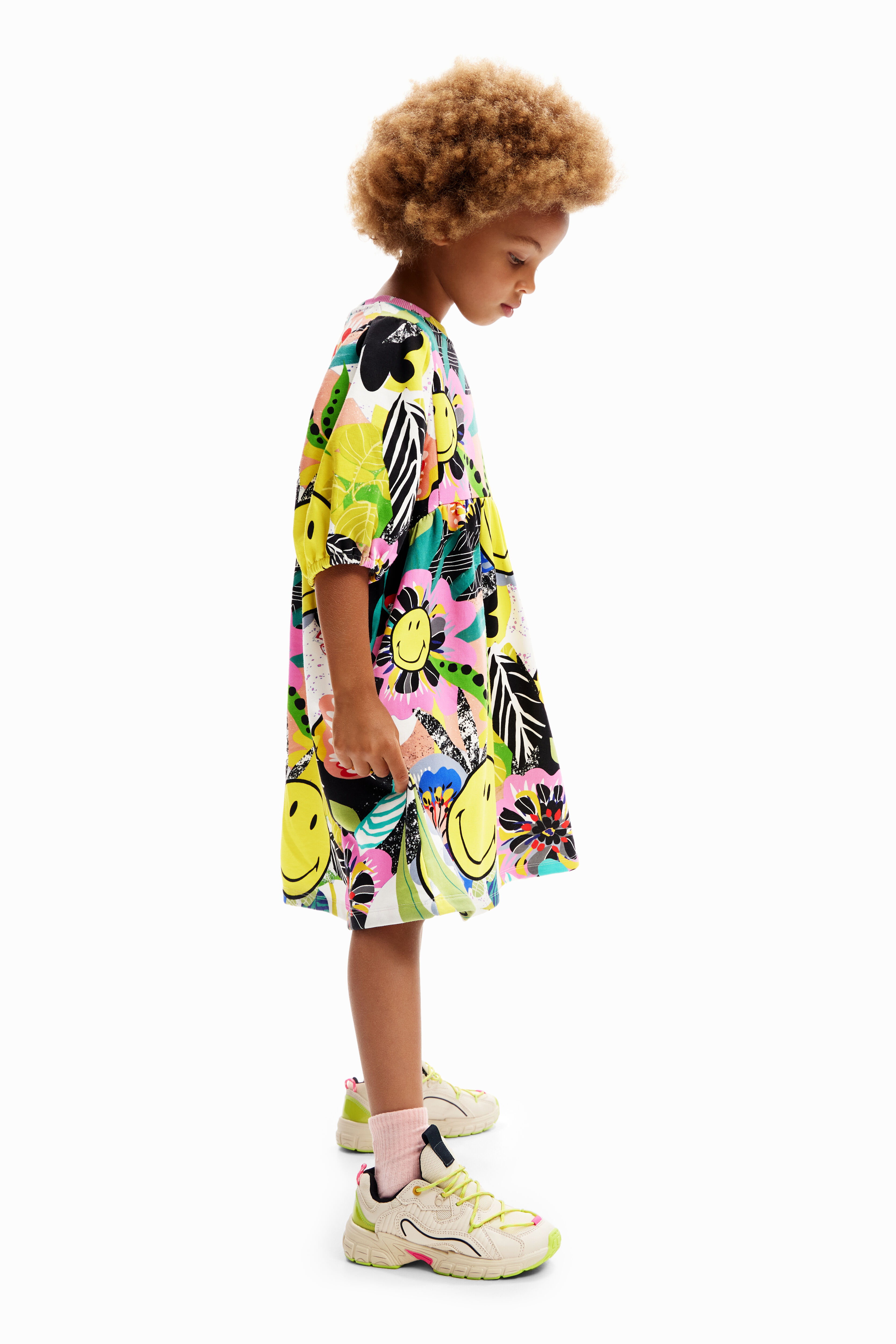 desigual Badstof jurk Smiley Originals  - YELLOW