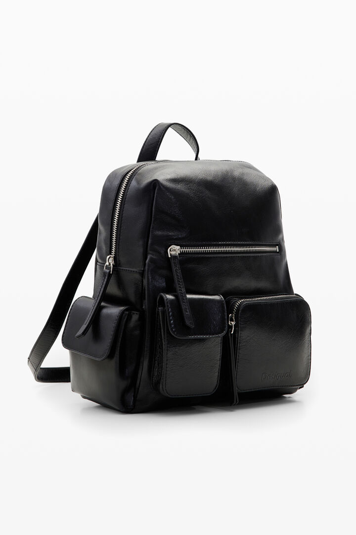 Multi-pocket leather backpack | Desigual