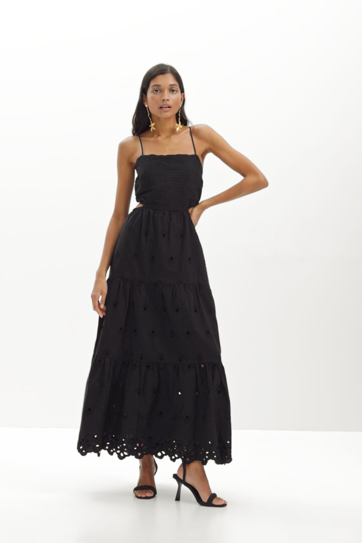 Robe longue brodée découpes | Desigual