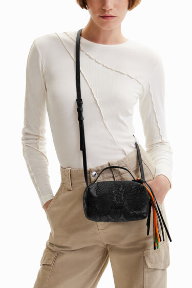 Mini crossbody bag with embroidered flowers | Desigual