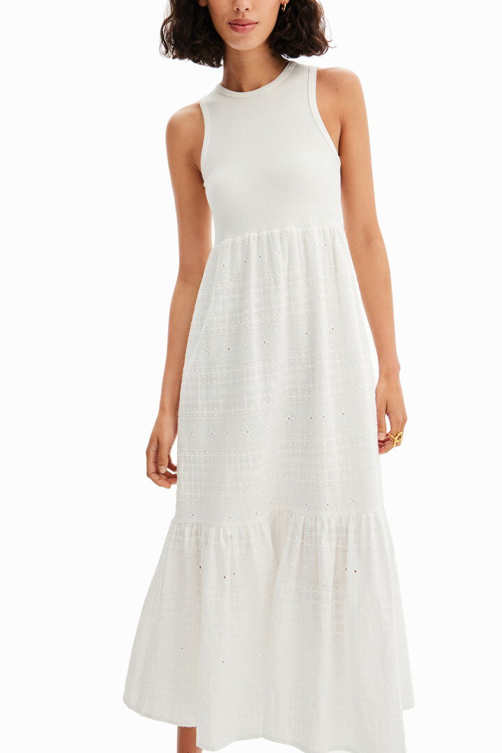 Long embroidered combination dress | Desigual