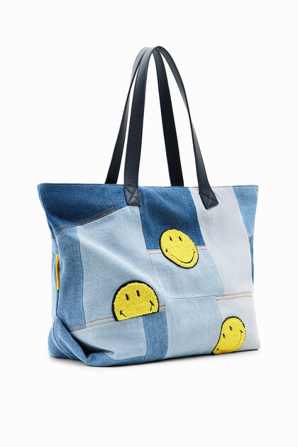 Large Smiley® patch tote bag