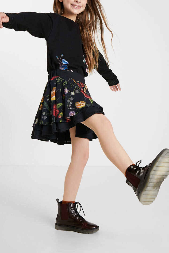 Short skirt flounces flowers | Desigual
