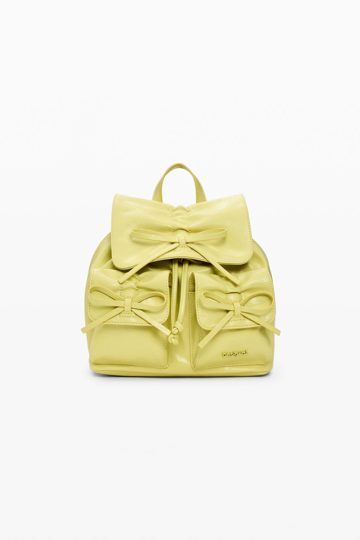 Small shiny bow backpack green women display picture 1