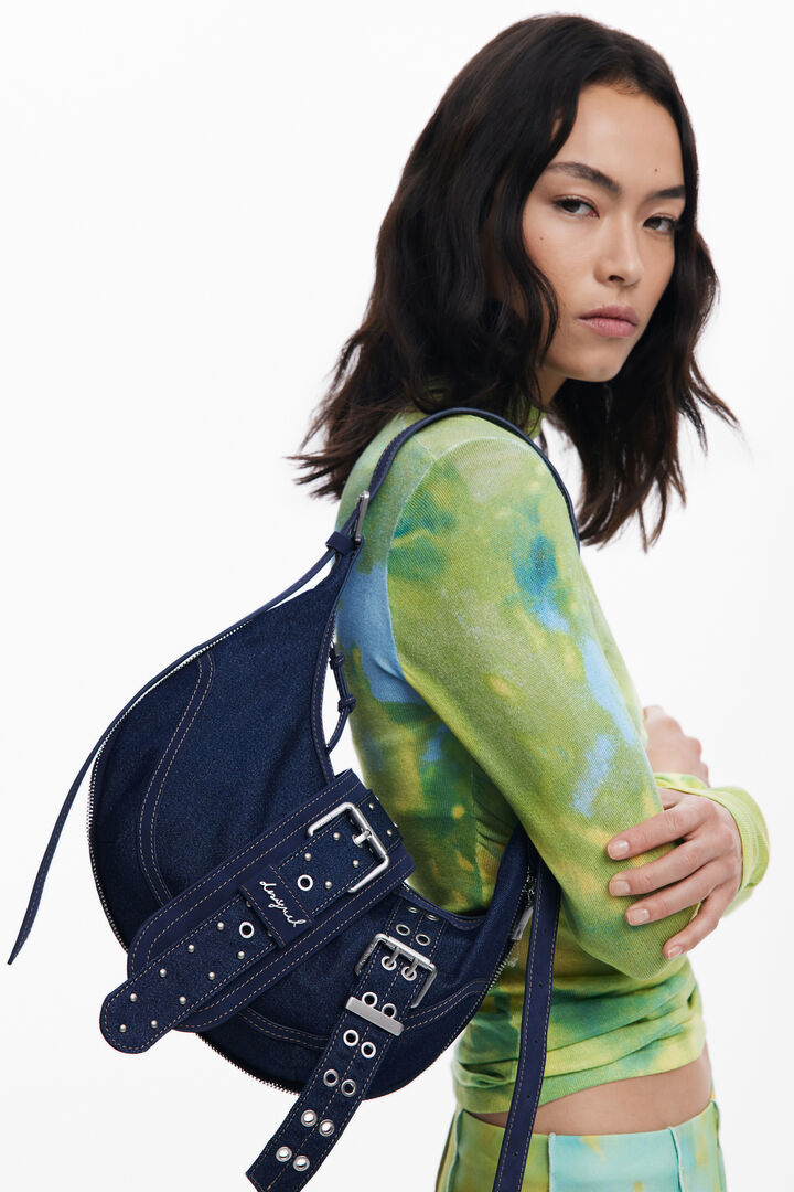 Medium denim bag with buckles | Desigual