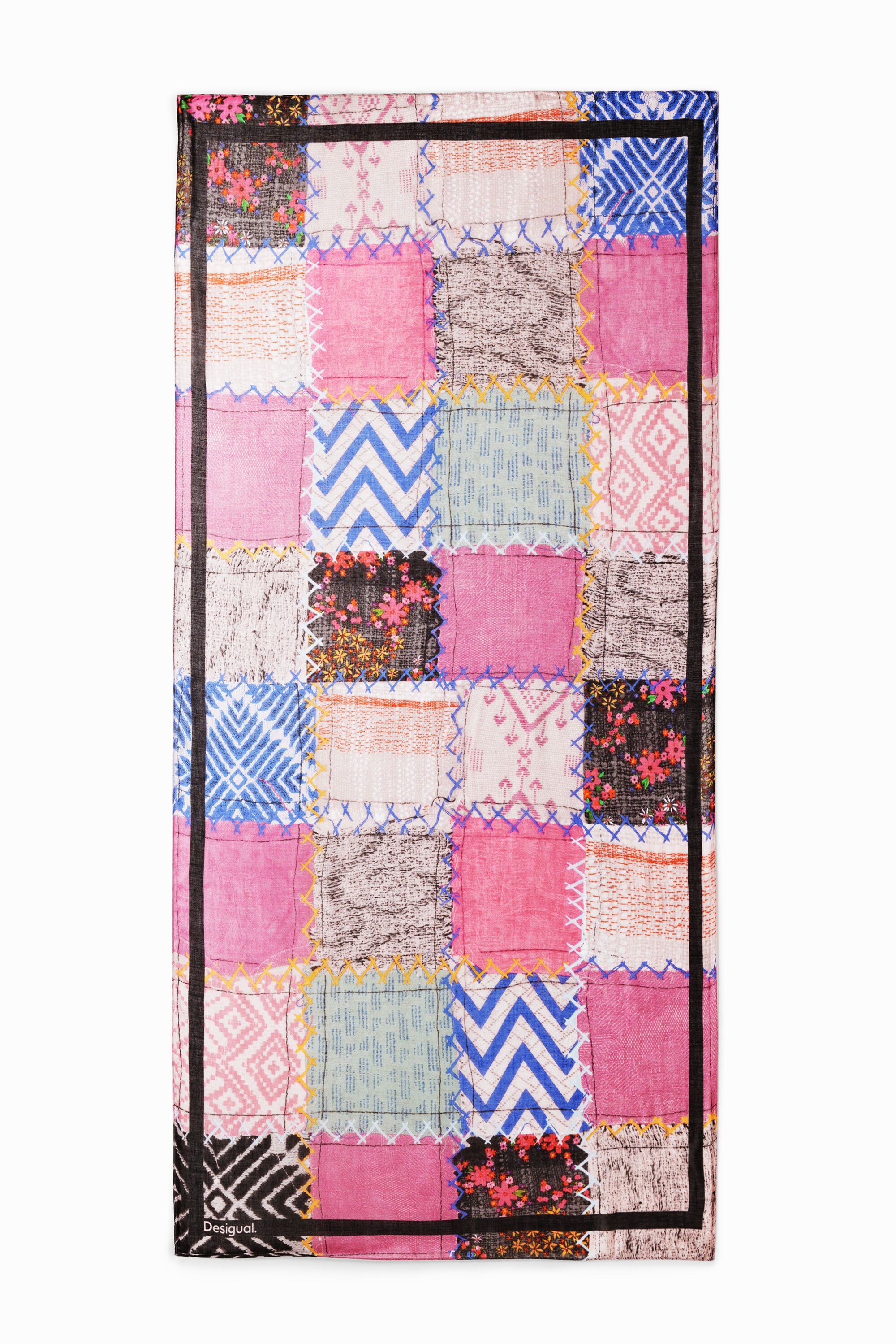 Desigual Patchwork rectangular foulard