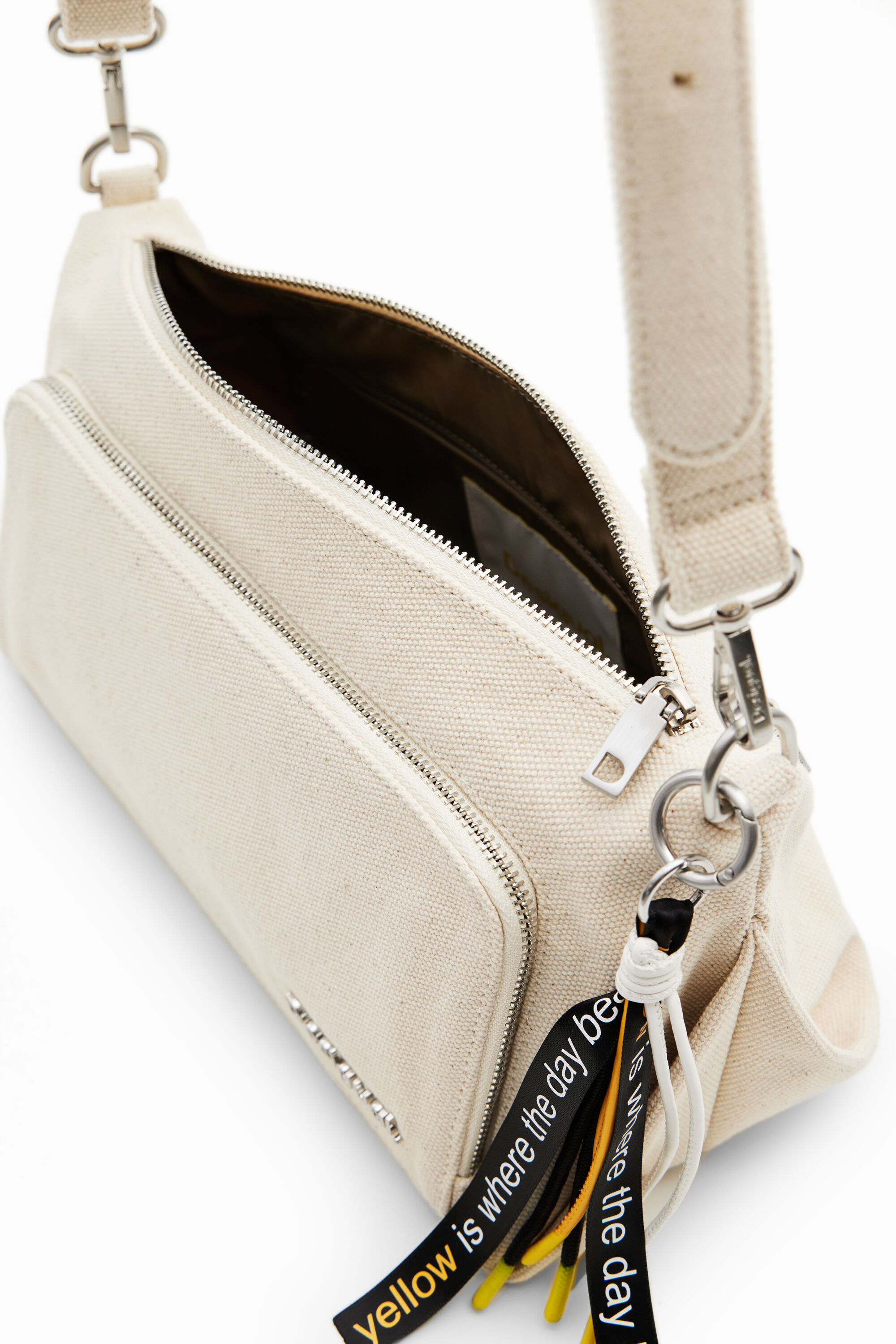 M plain canvas crossbody bag