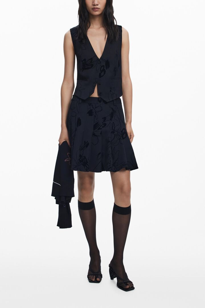 Flocked pleated mini skirt | Desigual