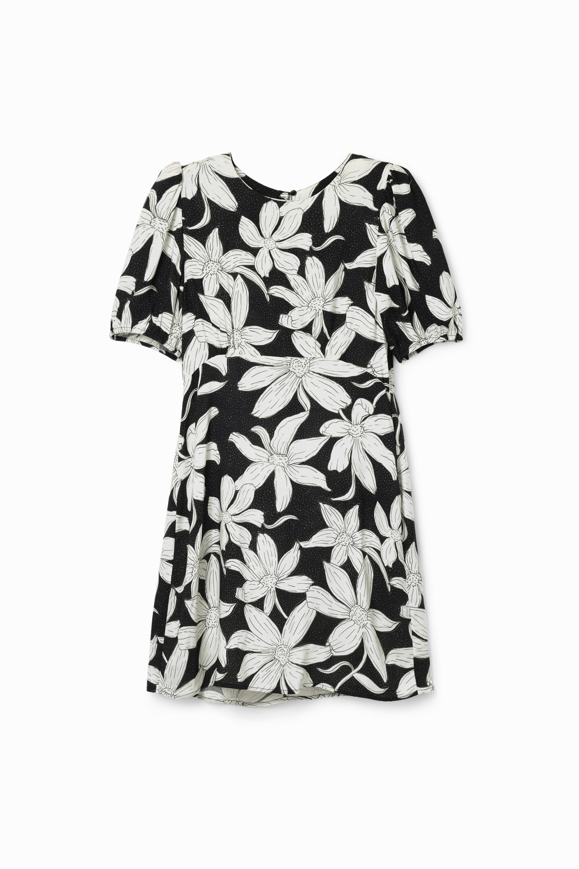 Vestido corto flores - BLACK - L