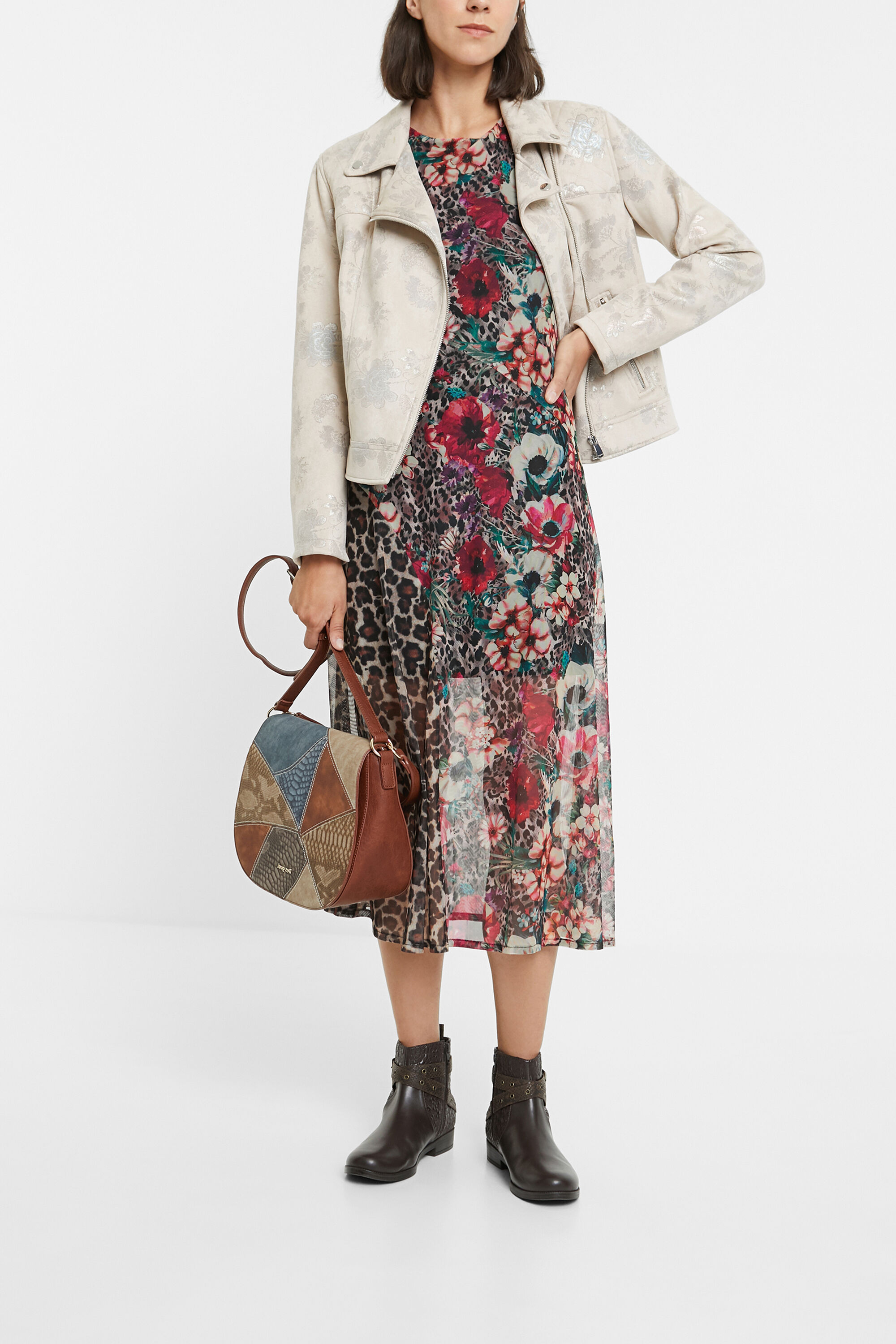 floral and animal print dress
