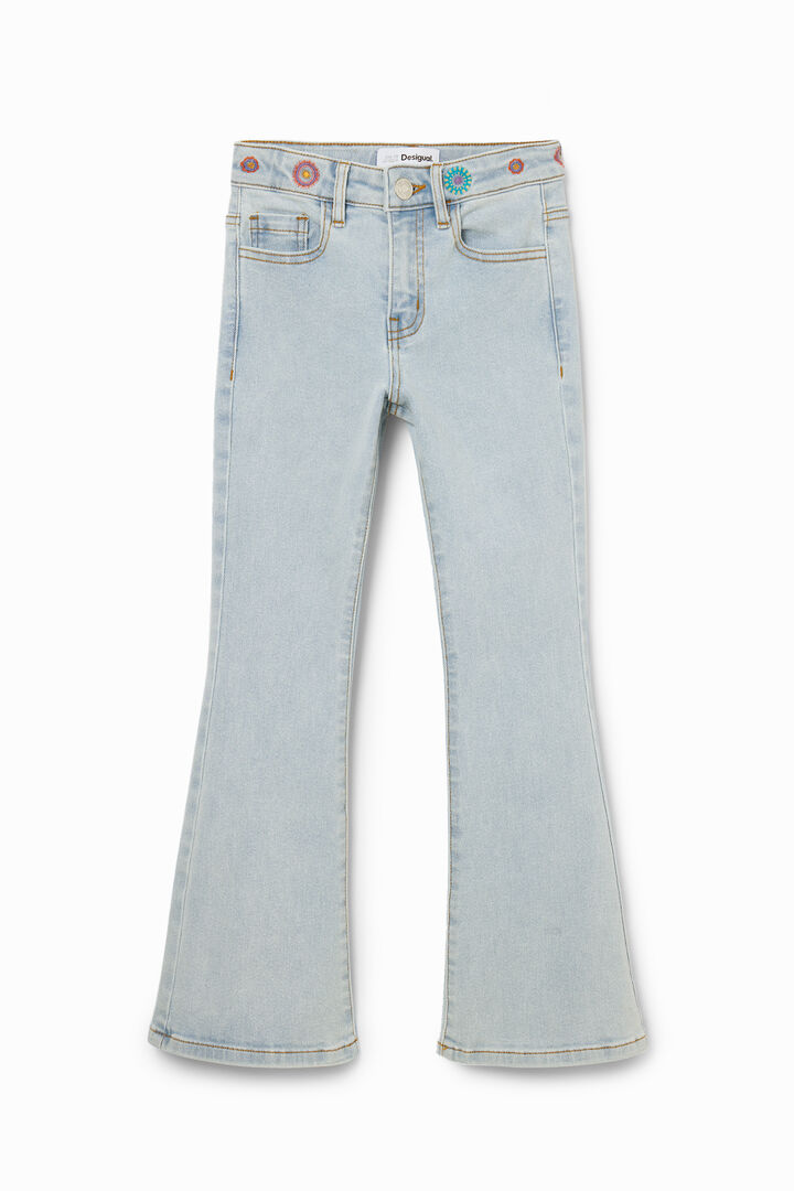 Jeans zampa ricamati