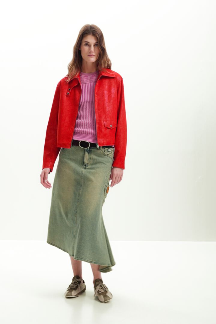 RED FAUX LEATHER JACKET | Desigual