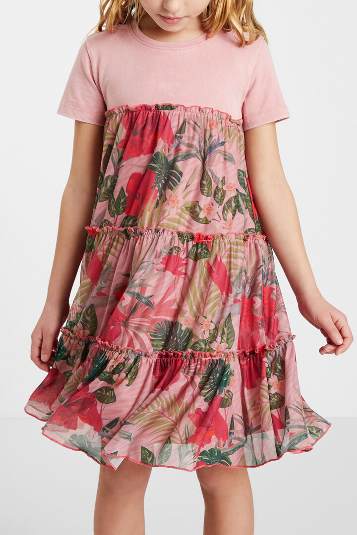 T-shirt dress flounces flowers | Desigual
