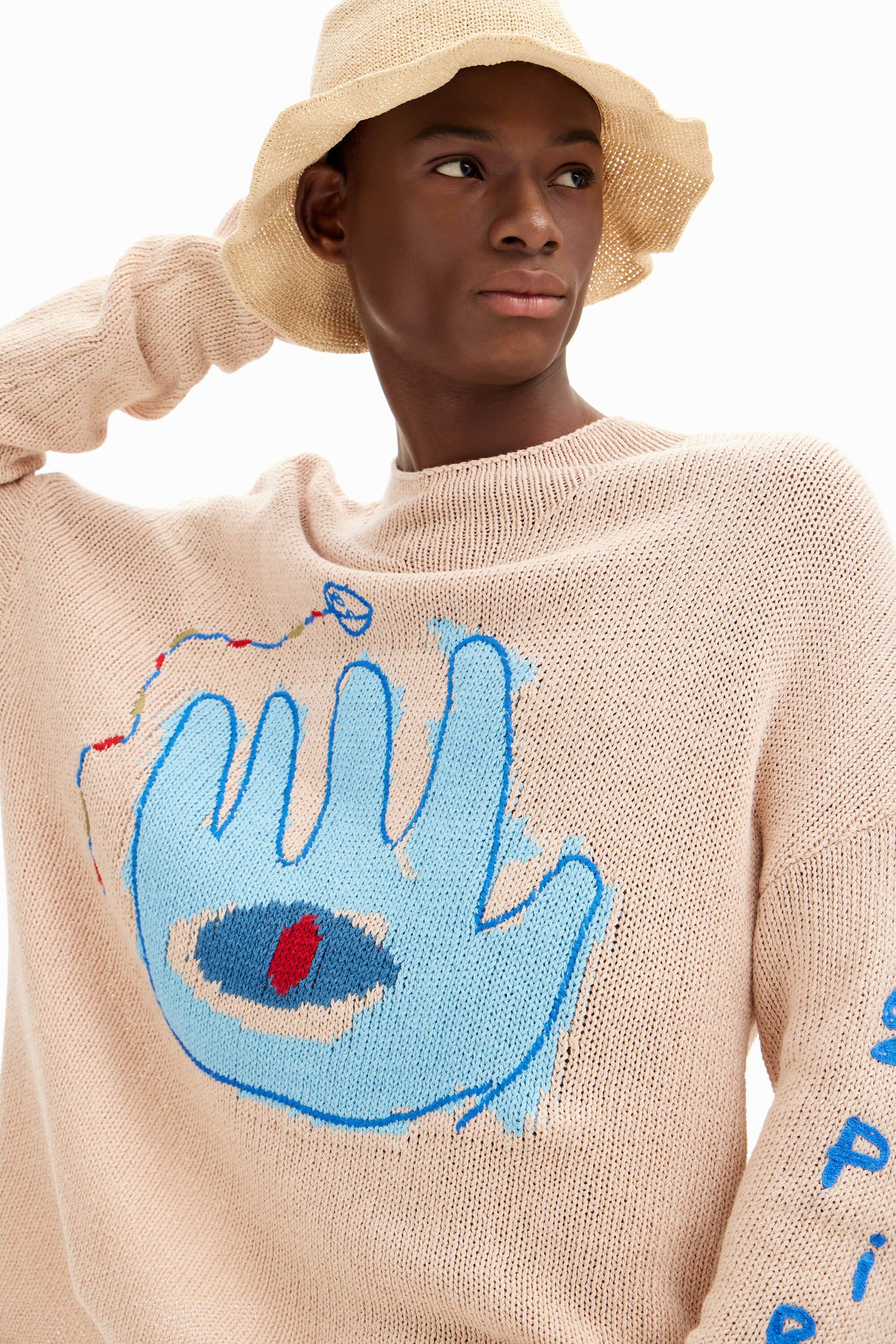 Shop Desigual Hamsa Hand Sweater In Brown