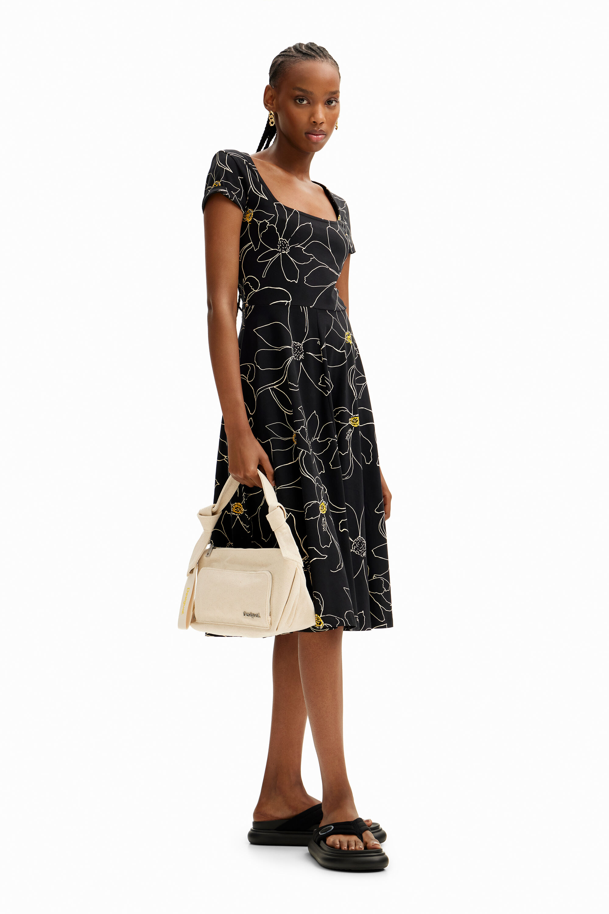 Desigual Arty Floral Dress In Black