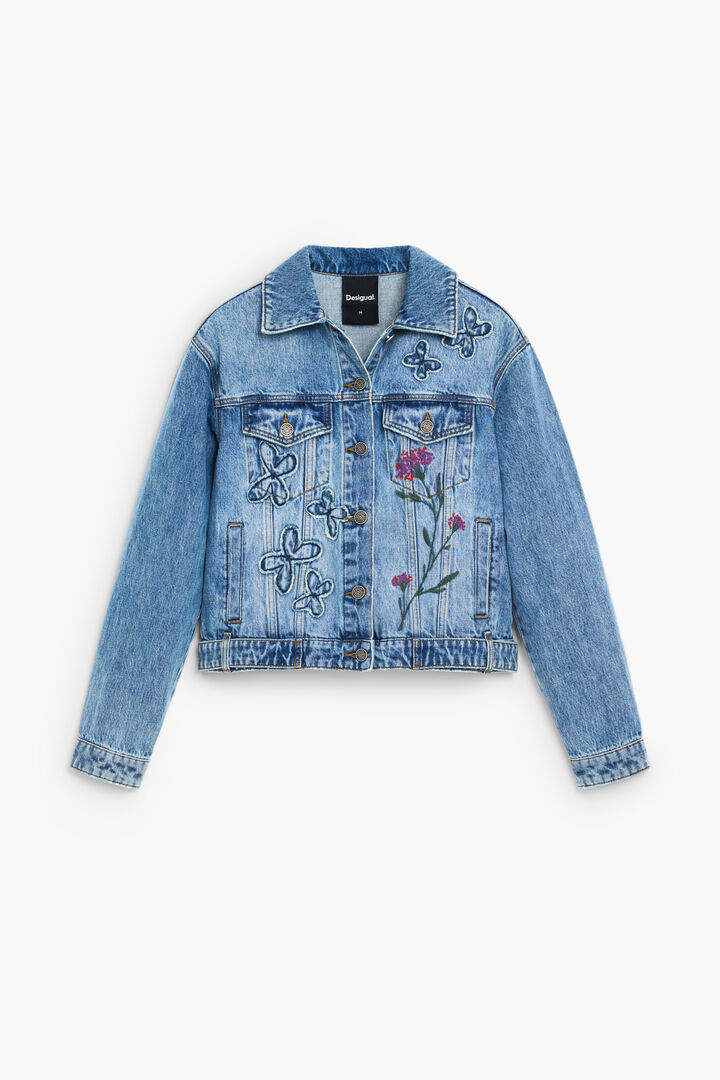 Embroidered denim jacket 100% cotton