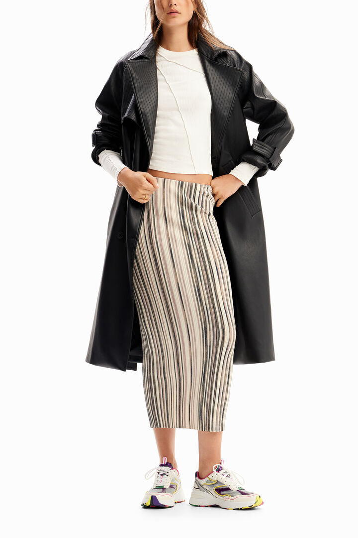 Faldilla midi canalé ratlles | Desigual