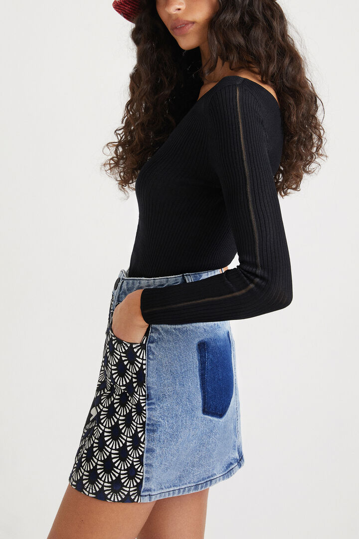 Jeans-Minirock im Materialmix | Desigual