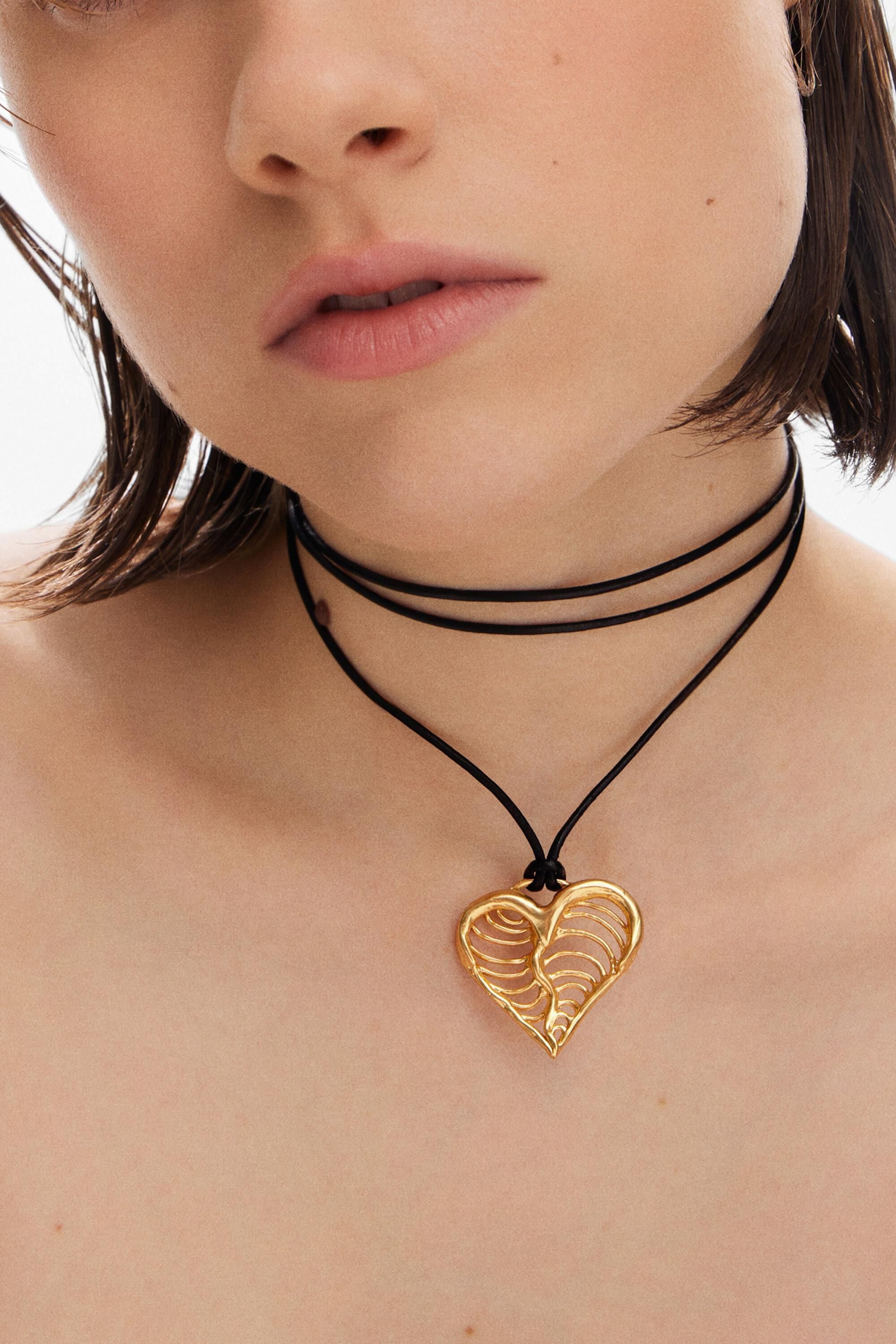 Colgante corazón cordón baño oro Zalio, U