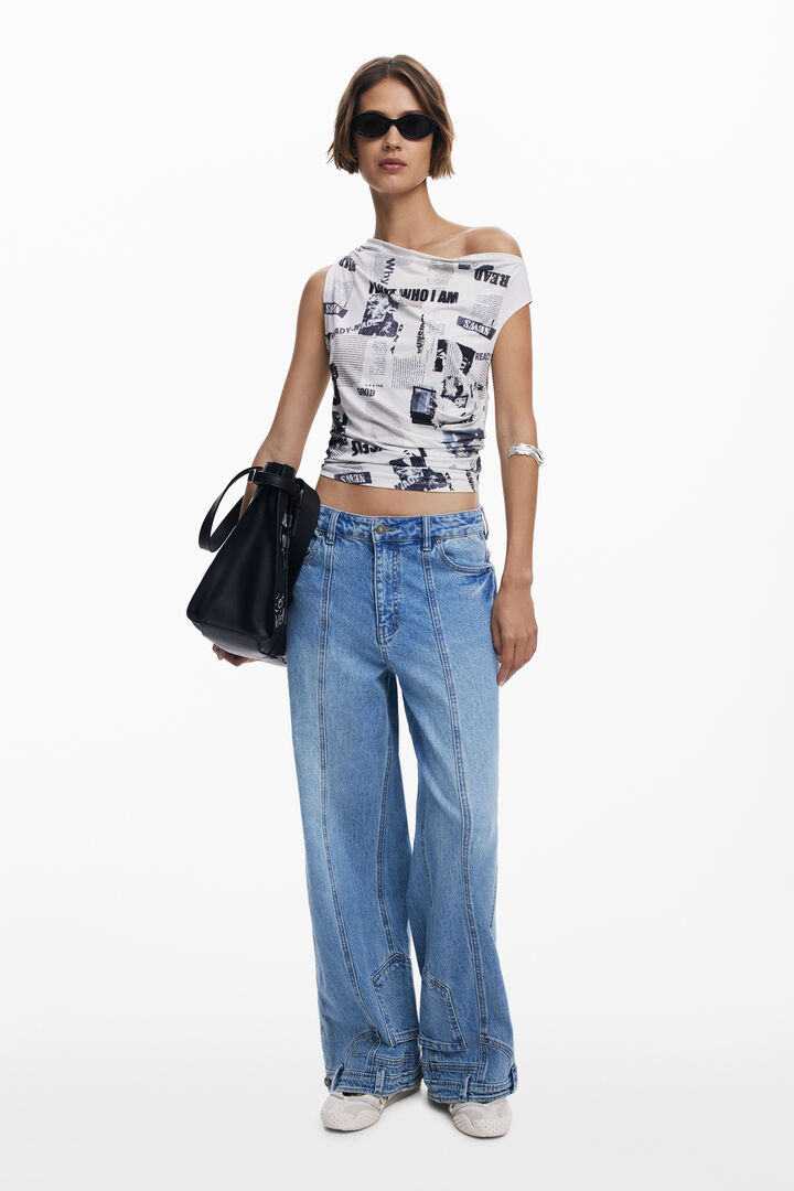 Draped newspaper T-shirt | Desigual