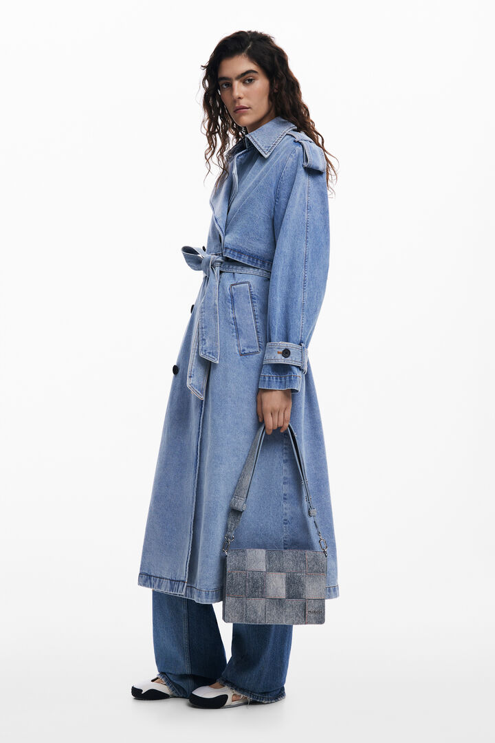 Medium braided denim-effect bag | Desigual