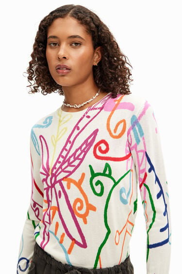 Fine knit sweater with patterns. | Desigual