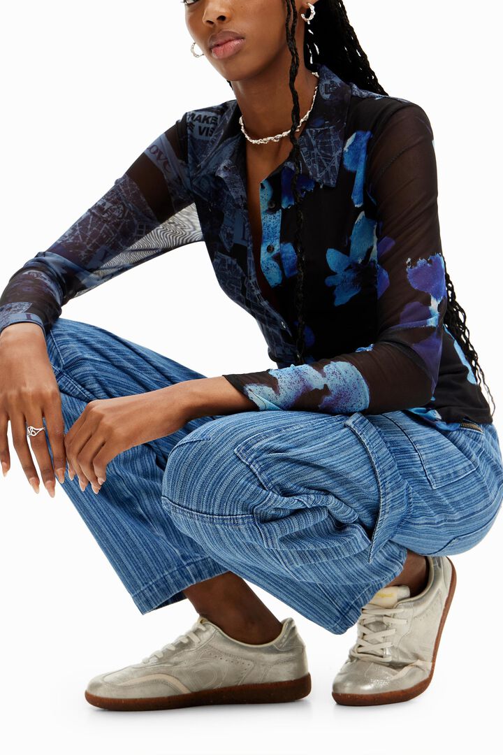 Pantal&oacute;n cargo denim efecto rayado | Desigual