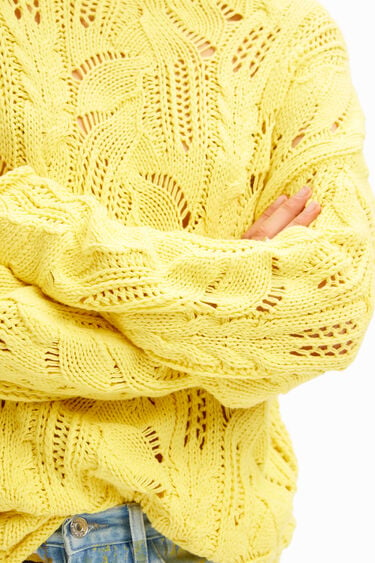 Sweter oversize w ażurowy wzór | Desigual