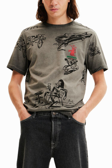 Camiseta tejido lavado dibujos | Desigual