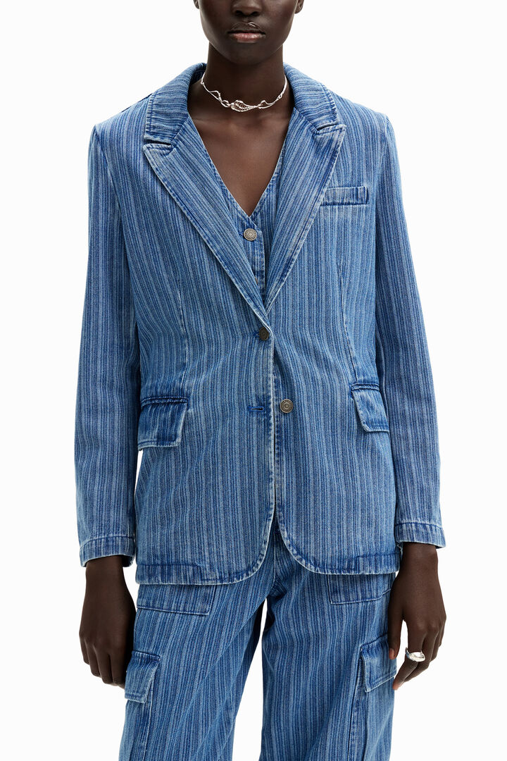 Striped denim blazer | Desigual