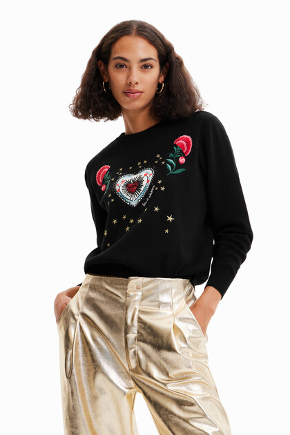 Heart and flowers jumper
