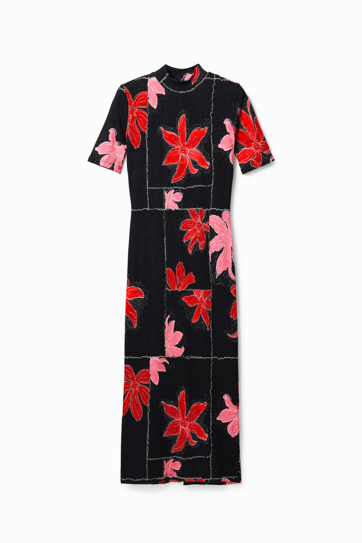 Ribbed floral midi dress | Desigual