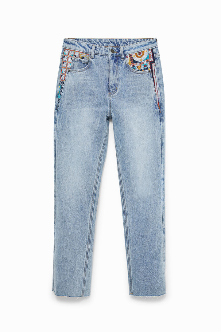Vaquero Straight cropped cenefas | Desigual