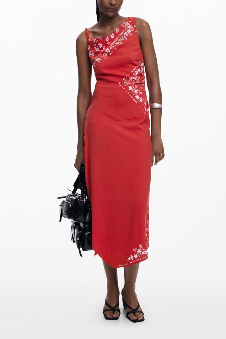 Asymmetric bandana floral dress