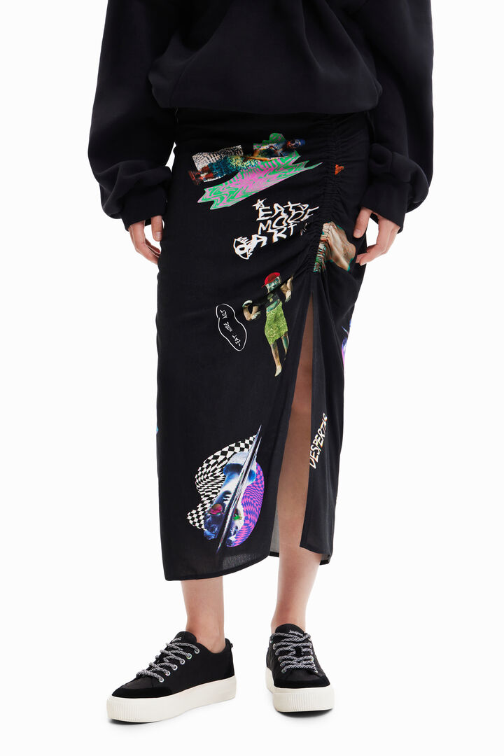 Collage slim midi skirt | Desigual
