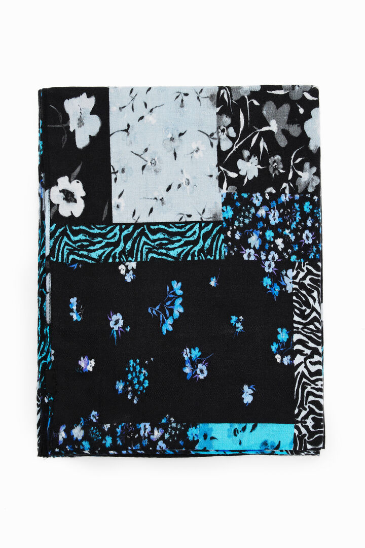 Rectangular patchwork floral foulard