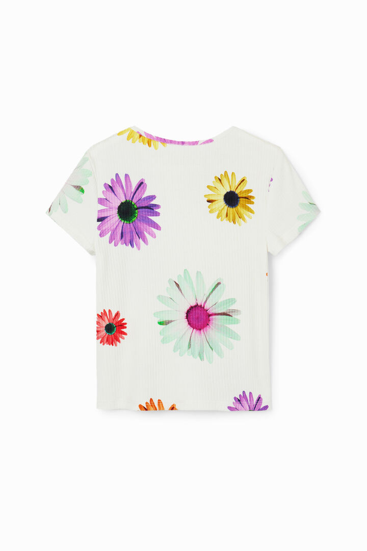 Camiseta canalé margaritas | Desigual