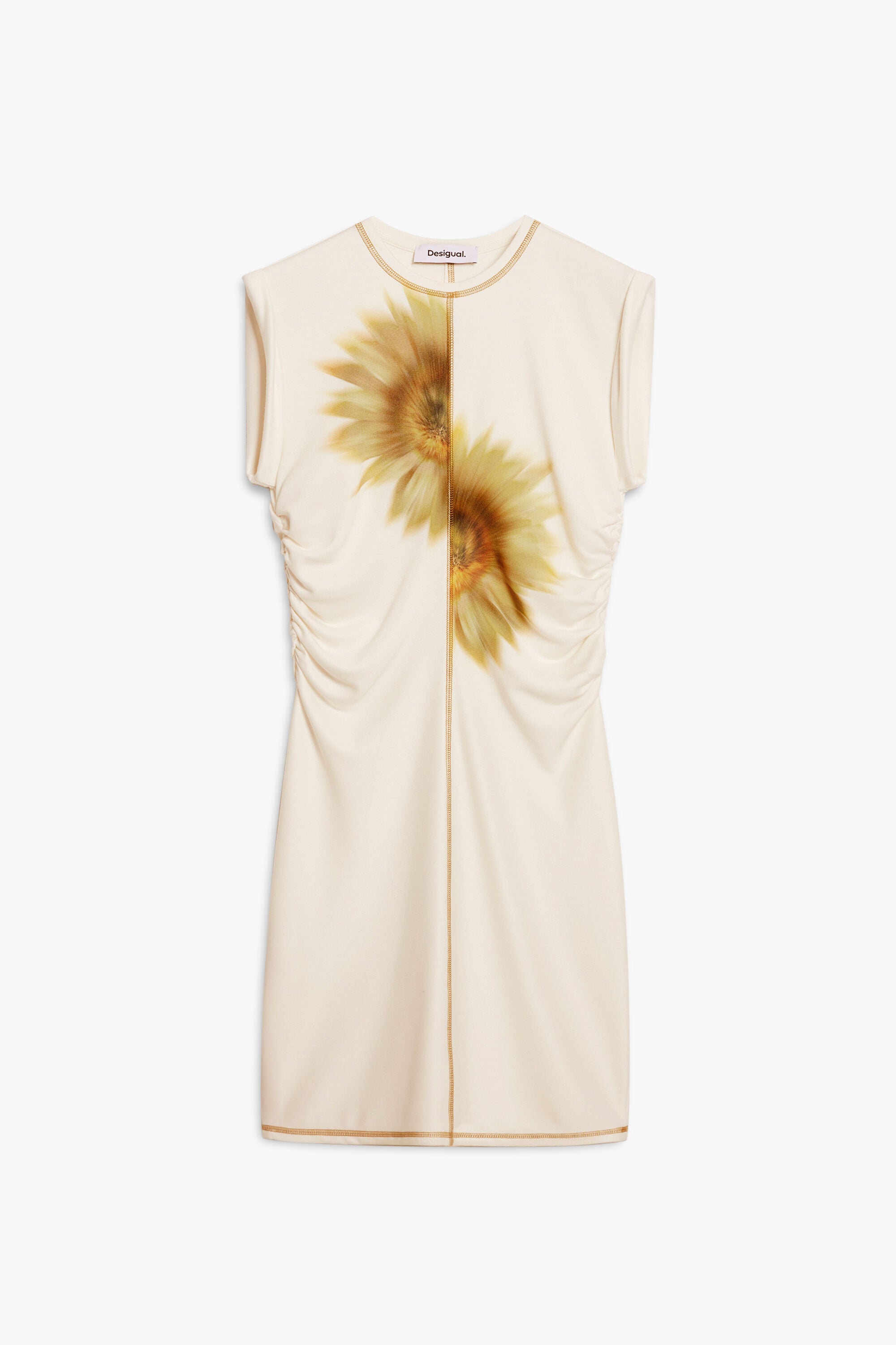 Vestido corto girasol lyocell, Lyocell, Blanco,