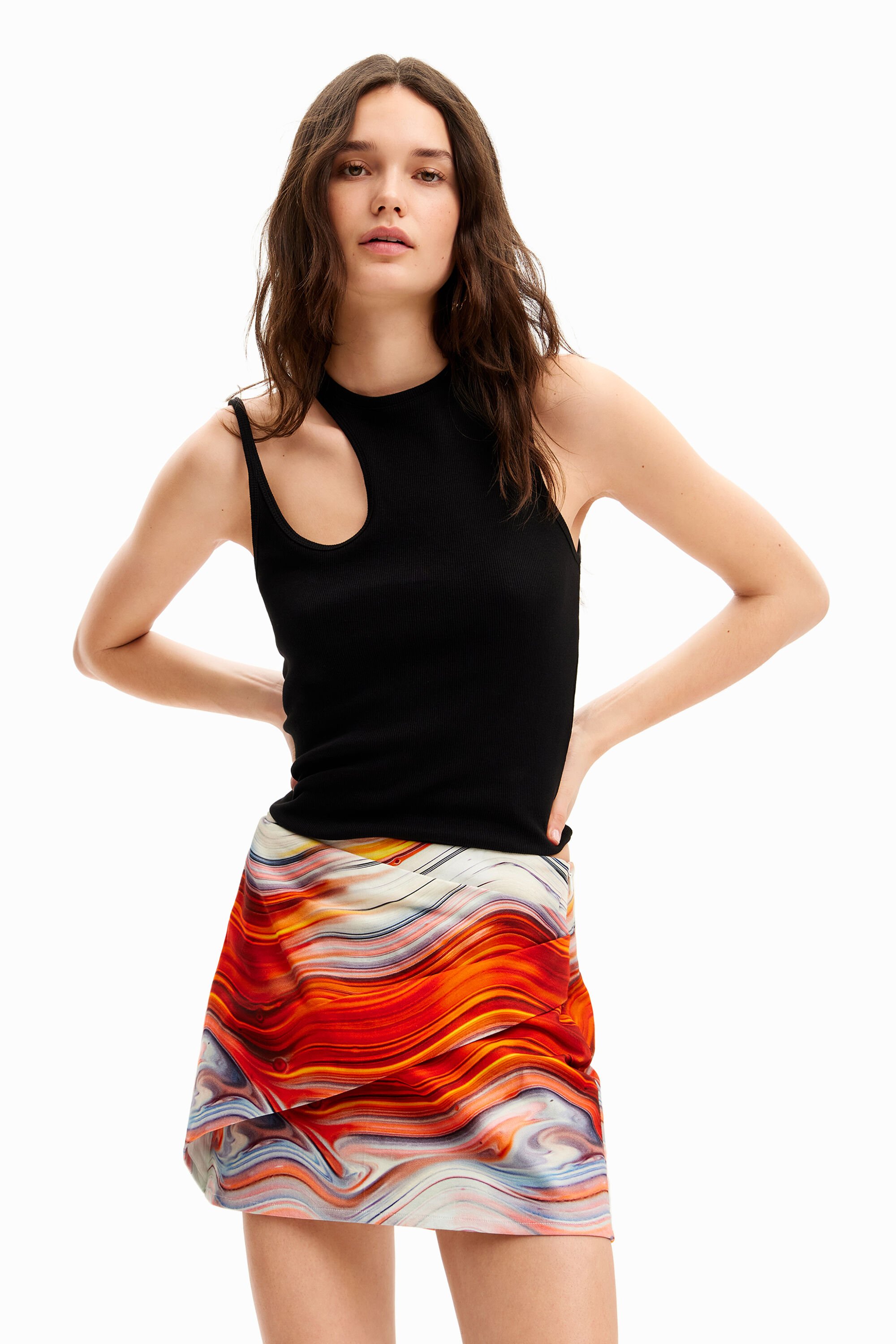 Desigual Wave wrap mini skirt
